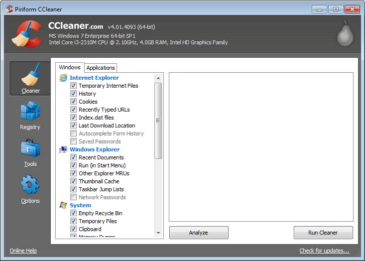 CCleaner — captura de tela 1