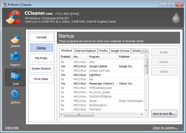CCleaner — captura de tela 2